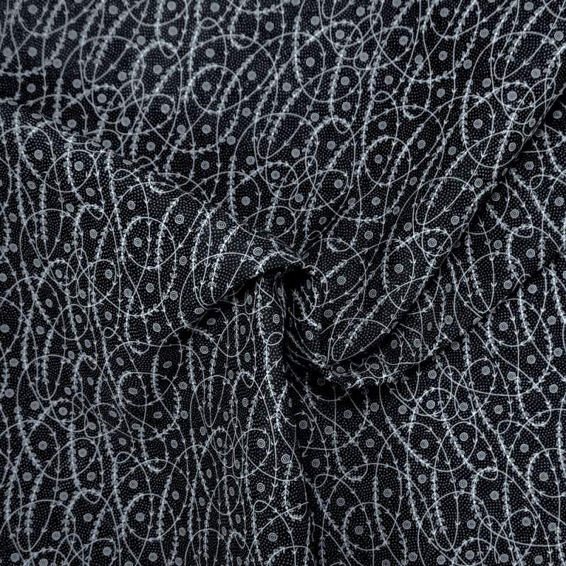 Tessuto americano nero con swirl e micropois grigi - Compose David Textiles Sojitz Fashion - 1