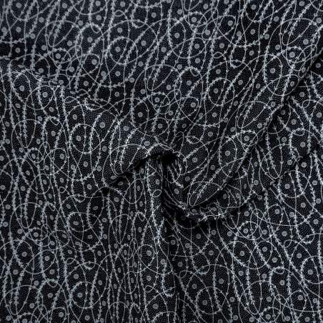 Tessuto americano nero con swirl e micropois grigi - Compose David Textiles Sojitz Fashion - 1