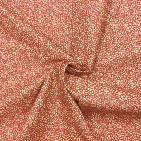 Tessuto rosso con rametti verdi e bacche - Moda Fabrics, LARIO Scarlet Moda Fabrics - 1