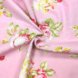 Tessuto rosa con grandi rose da 8-10 cm - Westminster Fibers, Sunshine Roses