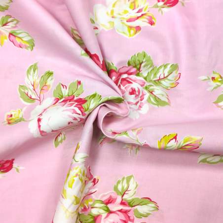 Tessuto rosa con grandi rose da 8-10 cm - Westminster Fibers, Sunshine Roses