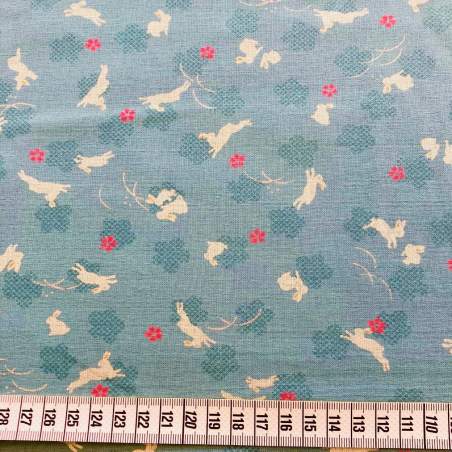 Sevenberry, Tessuto Azzurro con Conigli Bianchi