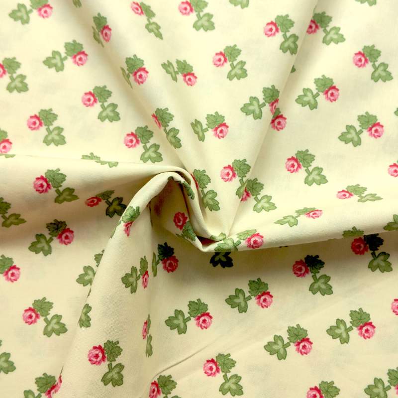 Tessuto crema con piccole roselline - Westminster Fibers, Heavenly Peace