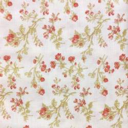 Moda Fabrics, Tessuto Fondo Panna con Mazzetti di Fiori Rossi