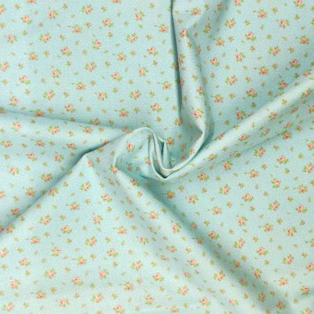 Tessuto verde acqua a pois con fiorellini - Moda Fabrics, Bespoke Bloom