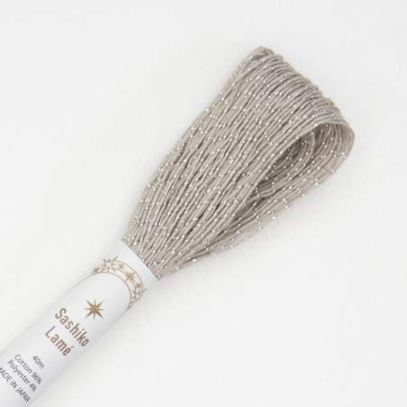 Filo per Sashiko Lamé 40m, Tortora e Argento