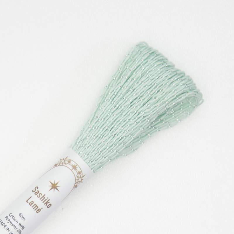 Filo per Sashiko Lamé 40m, Verde Acqua e Argento