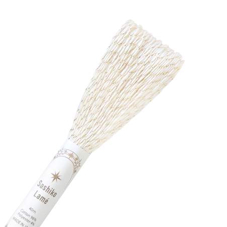 Filo per Sashiko Lamé 40m, Bianco Panna e Oro