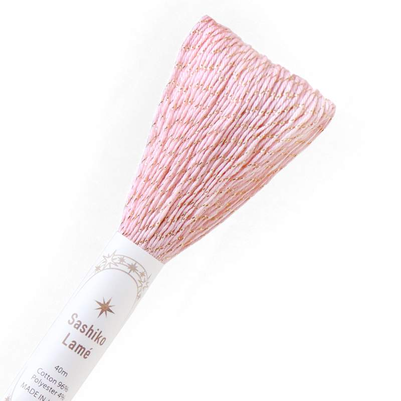 Filo per Sashiko Lamé 40m, Rosa e Oro