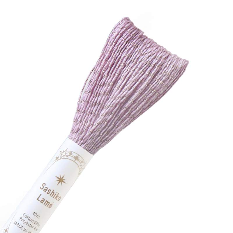 Filo per Sashiko Lamé 40m, Lilla e Oro