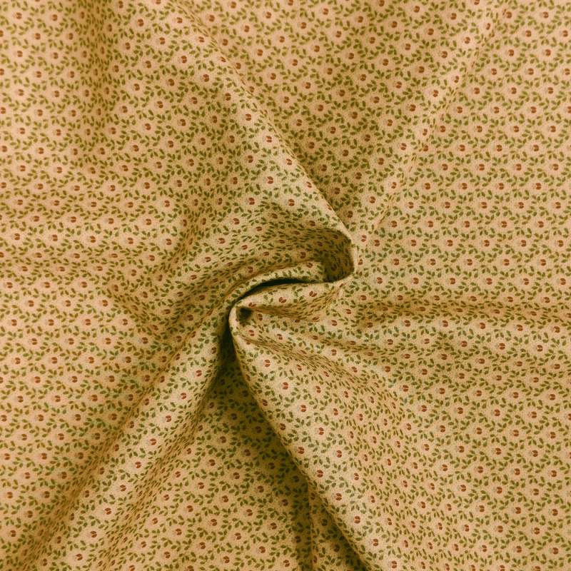 Tessuto senape con fiorellini e foglioline - Moda Fabrics, Alice's Scrapbag