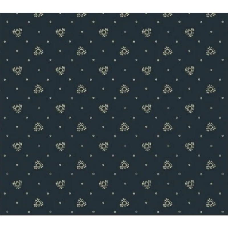 Windham Fabrics, Kindred Spirits Collection, di Jill Shaulis- Tessuto Azzurro Denim con piccoli disegni azzurri e marrone