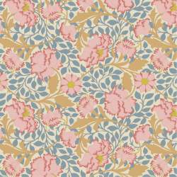 Tilda Songbird Flora Blue, Tessuto Blu con Garofani