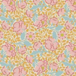 Tilda Songbird Flora Mustard, Tessuto Giallo Mostarda con Garofani