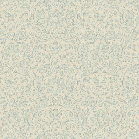 Tilda Songbird Lila Light Blue, Tessuto Azzurro con Fiori tono su tono
