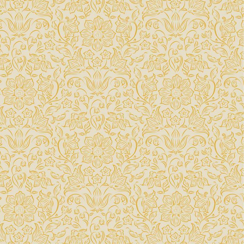 Tilda Songbird Lila Light Yellow, Tessuto Giallo Chiaro con Fiori tono su tono