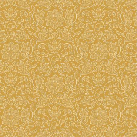 Tilda Songbird Lila Mustard, Tessuto Giallo Mostarda con Fiori tono su tono