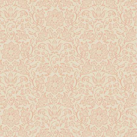 Tilda Songbird Lila Peach, Tessuto Rosa Pesca con Fiori tono su tono