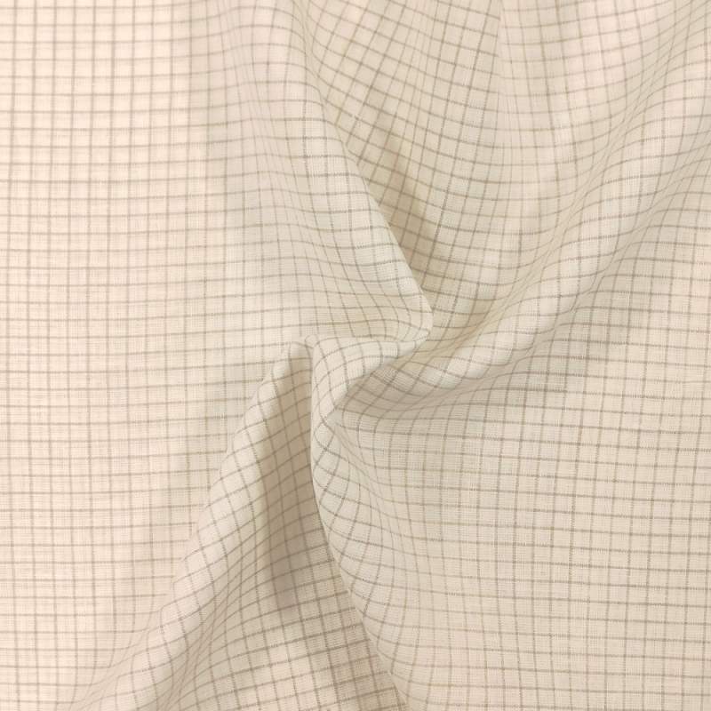 Tessuto 100% Lino Beige con Quadretti Ecrù da 1 cm circa