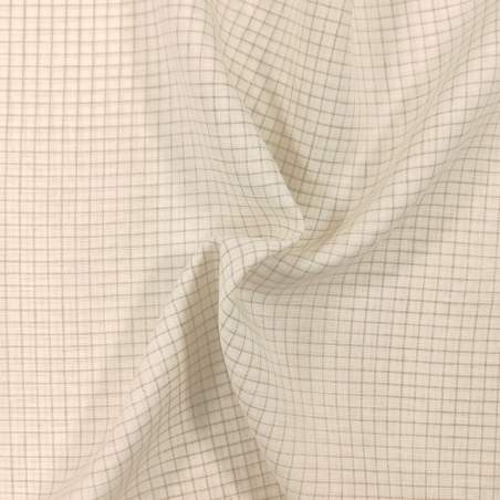 Tessuto 100% Lino Beige con Quadretti Ecrù da 1 cm circa
