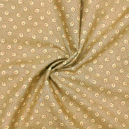 Tessuto nocciola con pois e piccole rose - Moda Fabrics Rambling Rose
