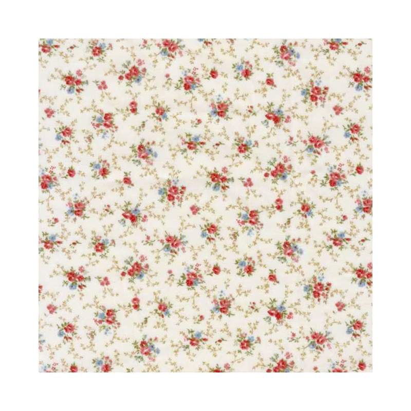 Sevenberry, Tessuto panna a piccoli fiori rossi e blu