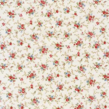 Sevenberry, Tessuto panna a piccoli fiori rossi e blu