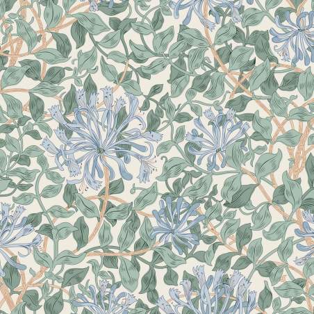 Craft Garden Trailing Honeysuckle, Tessuto Avorio con Caprifogli Azzurri - Liberty Fabrics
