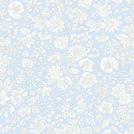 Emily Blossom PALE SKY, Tessuto Azzurro Cielo con fiori bianchi - Liberty Fabrics
