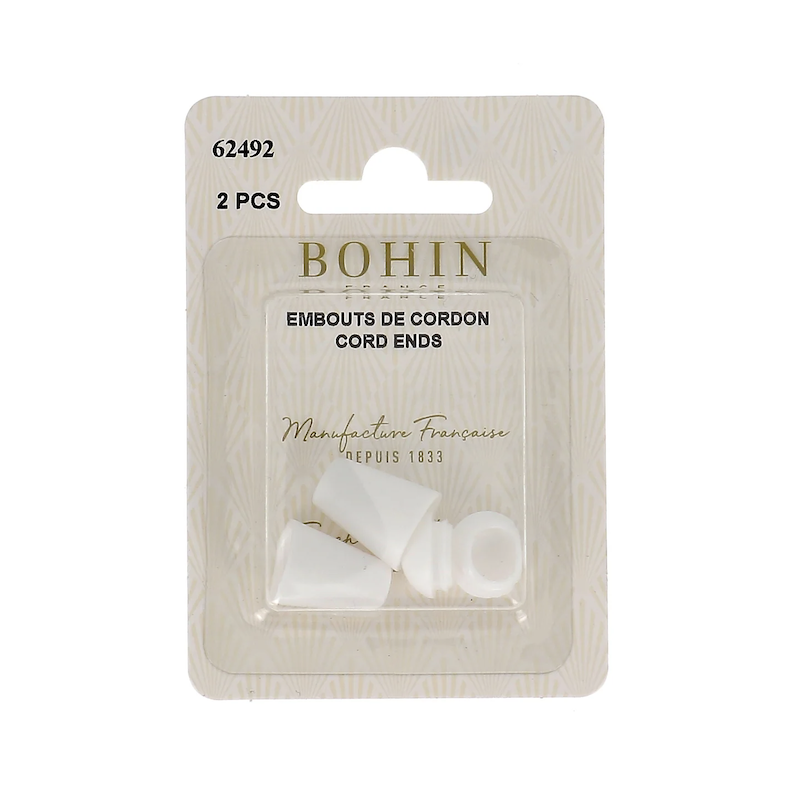 Bohin, Terminali per cordini, Bianco, 13,5x22mm - 2pz