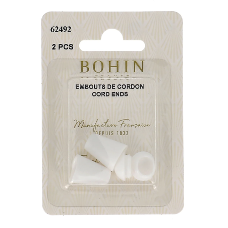 Bohin, Terminali per cordini, Bianco, 13,5x22mm - 2pz