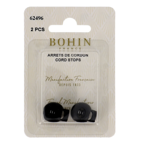 Bohin, Ferma Corda, Nero, Foro Singolo, 18 x 15mm - 2pz