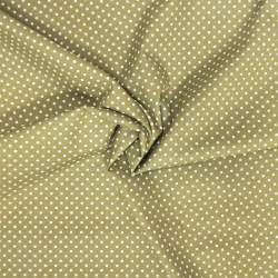 Tessuto verde oliva con e pois bianchi da circa 2 mm