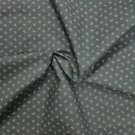 Tessuto Blu polvere con piccoli fiorellini beige - Moda Fabrics Reflections di Jo Morton