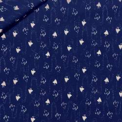 Tessuto giapponese blu con uccellini Chidori sull'acqua - Sevenberry Basic