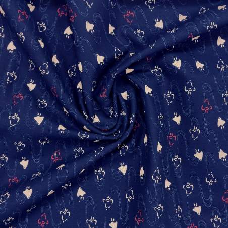 Tessuto giapponese blu con uccellini Chidori sull'acqua - Sevenberry Basic