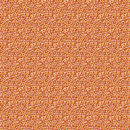 Tilda Brie Basics Ginger, Tessuto arancione con fiorellini gialli