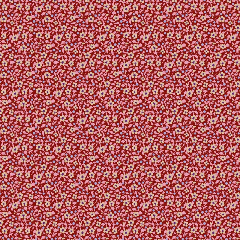 Tilda Brie Basics Burgundy, Tessuto rosso borgogna con fiorellini beige