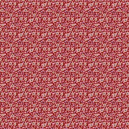 Tilda Brie Basics Burgundy, Tessuto rosso borgogna con fiorellini beige
