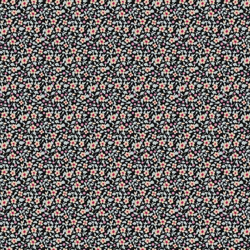 Tilda Brie Basics Charcoal, Tessuto grigio nero con fiorellini beige