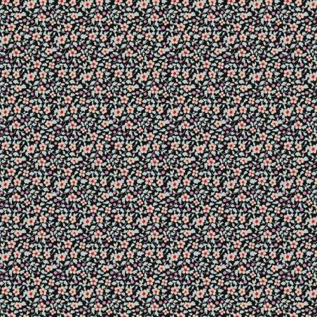 Tilda Brie Basics Charcoal, Tessuto grigio nero con fiorellini beige