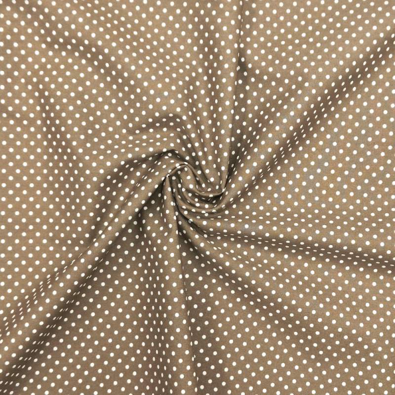 Tessuto marrone nocciola con pois bianchi 3 mm - Stof Basic