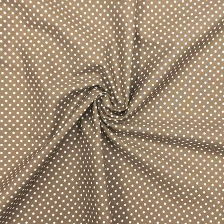 Tessuto marrone nocciola con pois bianchi 3 mm - Stof Basic