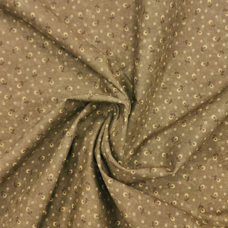 Tessuto marrone con piccoli fiori e pois - Moda Fabrics, Portobello Market