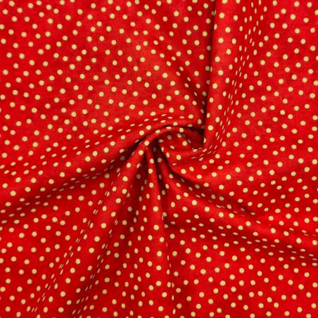 Tessuto rosso sfumato con pois verde pallido effetto neve - Moda Fabrics Christmas Countdown