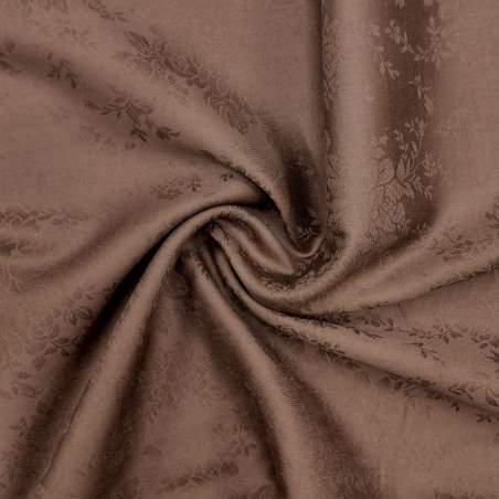 Tessuto marrone con rose Jacquard tono su tono