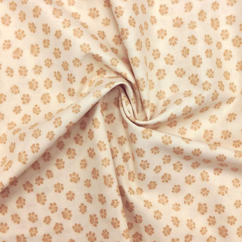 Tessuto crema con piccole orme di gatto - Henry Glass, Cat's Meow