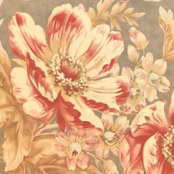 Tessuto grigio tortora con grandi Peonie e Rose - Moda Fabrics, Luna Notte by 3 Sisters