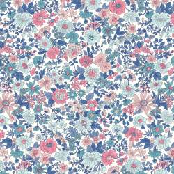 Emily Annabelle, tessuto bianco con fiori Azzurri e Rosa - Liberty Fabrics Liberty Fabrics - 1
