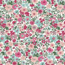 Emily Annabelle, tessuto panna a fiori Fucsia e Verde Acqua - Liberty Fabrics Liberty Fabrics - 1